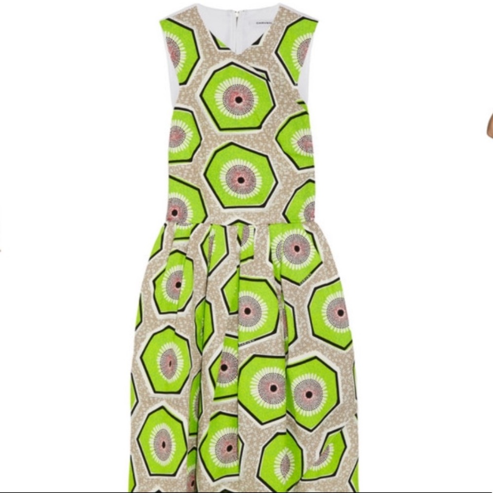 CARVEN Kiwi Print Colorful Cotton Dress - Picture 2 of 8